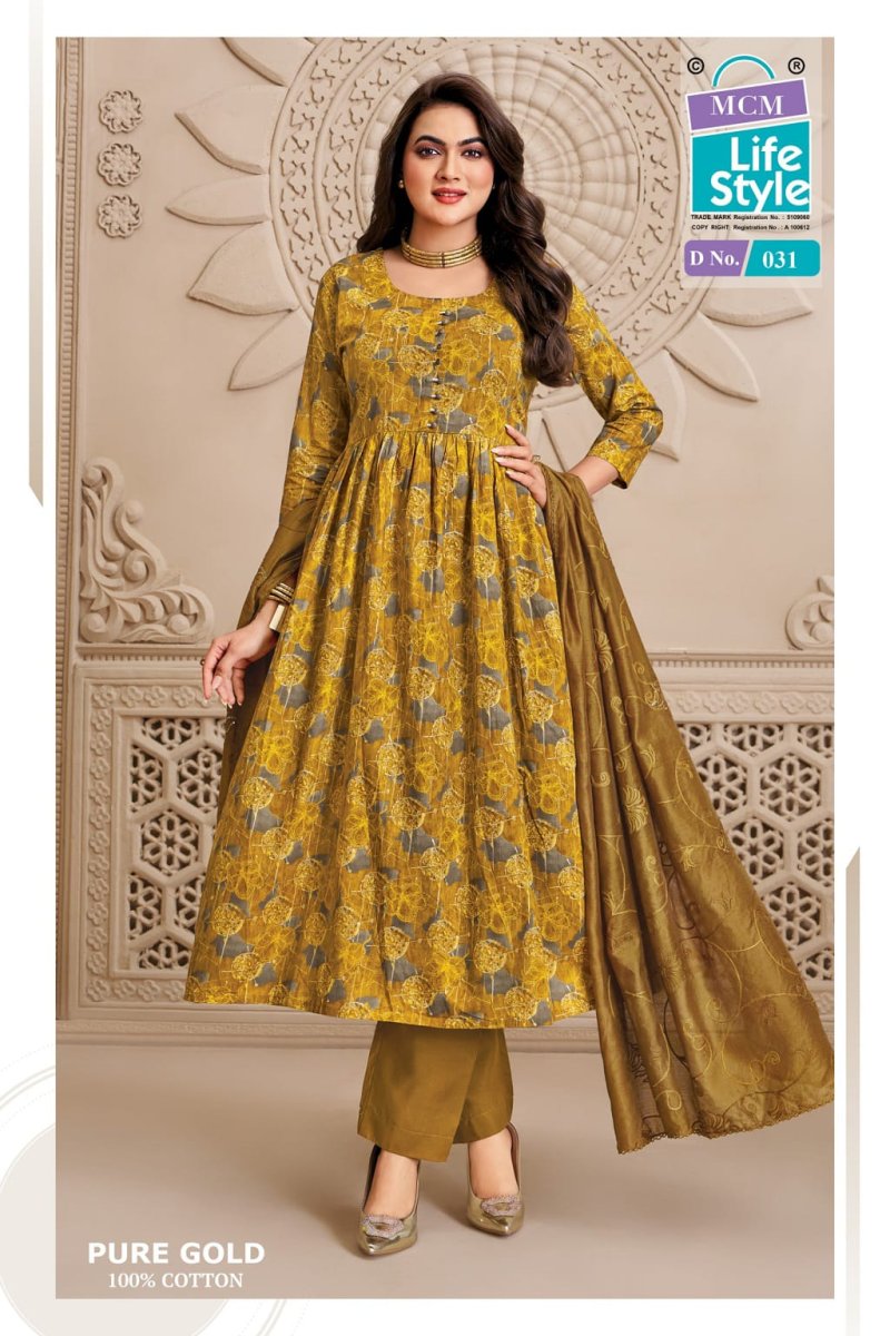 Pure Gold Vol 2 By Mcm Cotton Printed Umbrella Style Kurtis Set